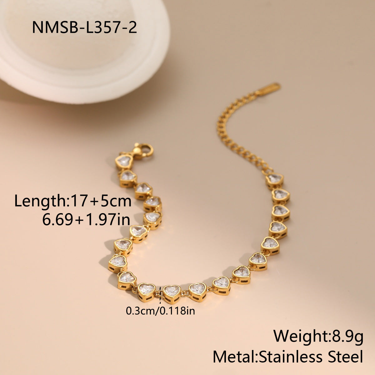 Steel Sweet Cool Style Loving Heart Zircon Paper Clips Niche Jewelry Set