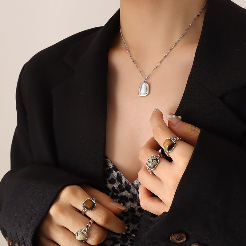 Women's Exaggerated Colorful Opal Design Fashion Titanium Jewelry Set