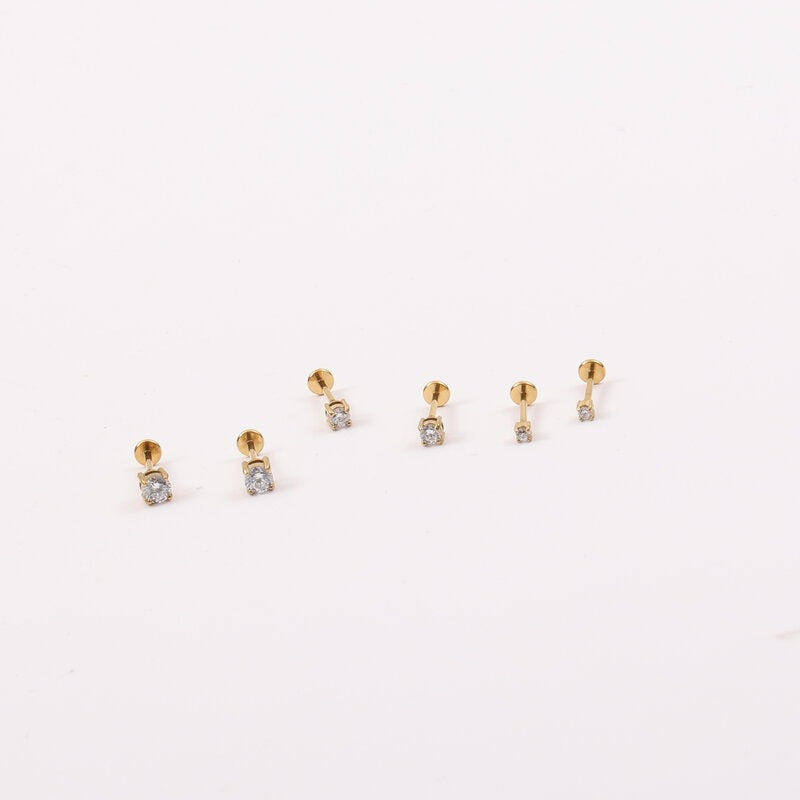 Zircon Elastic Need To Use Vice Adjustable Steel Stud Earrings
