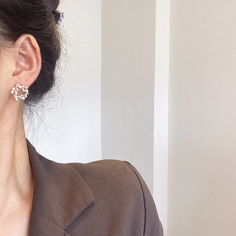 Style Flower Pearl Female Personality Simple Trendy Summer Mori Earrings