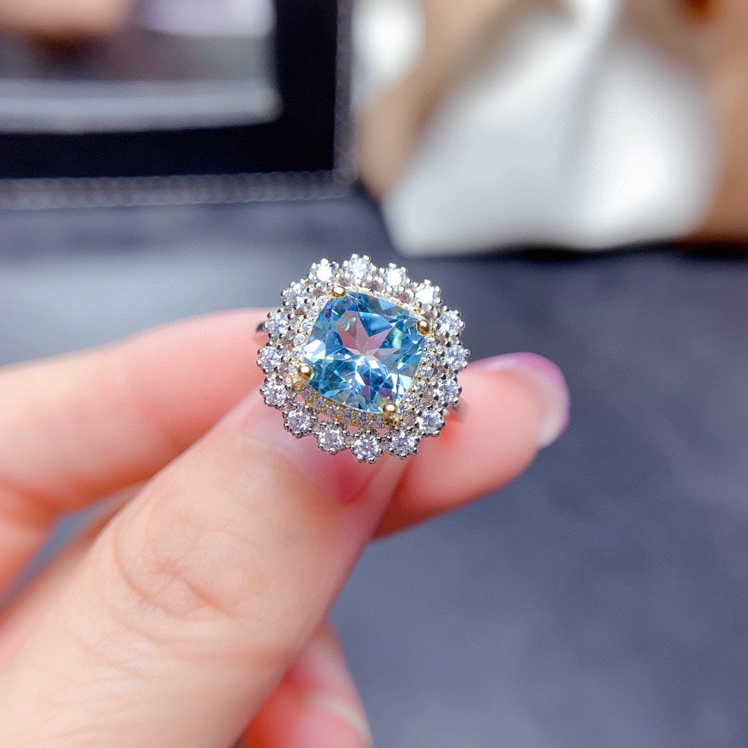 Stone Suit Sky Blue Topaz Eardrops Earrings