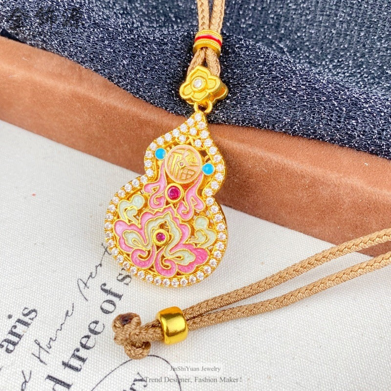 Shop Alluvial Diamond Enamel Calabash Pendent High-grade Sweater Chain Female Pendant