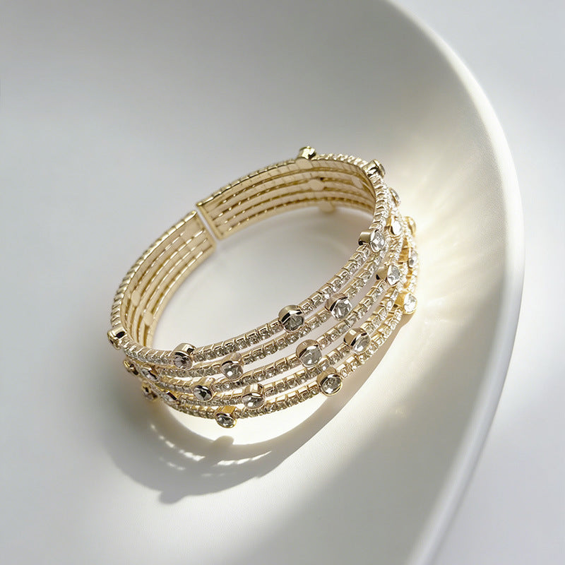 Opening Full Diamond Steel Wire Elastic Bracelet