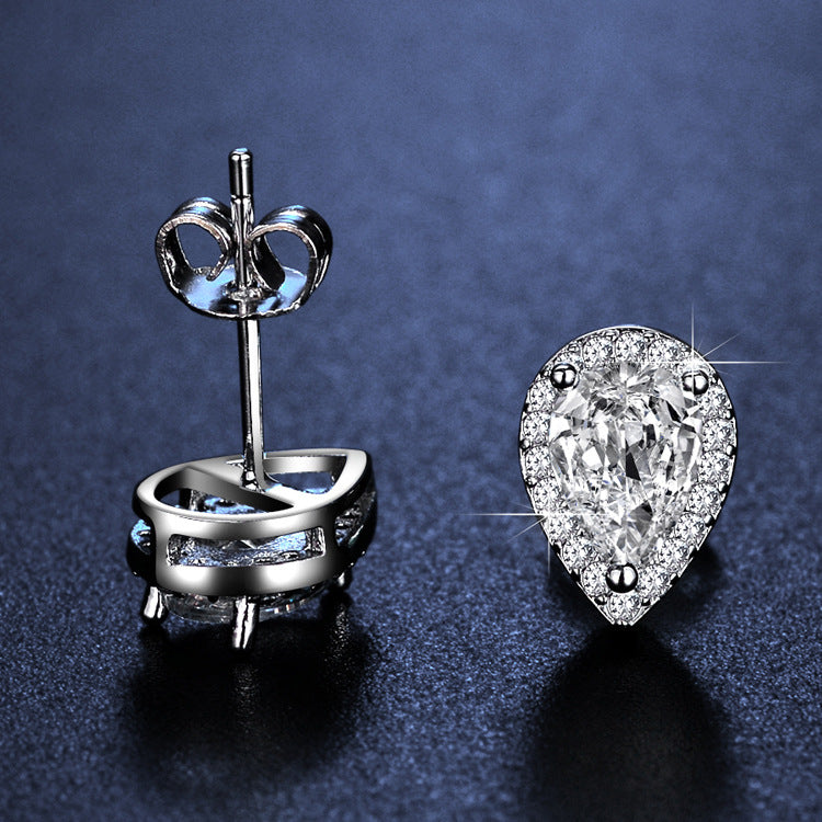 Simulation Moissanite Female Water Drop Pear-shaped Karat Super Shiny Earrings
