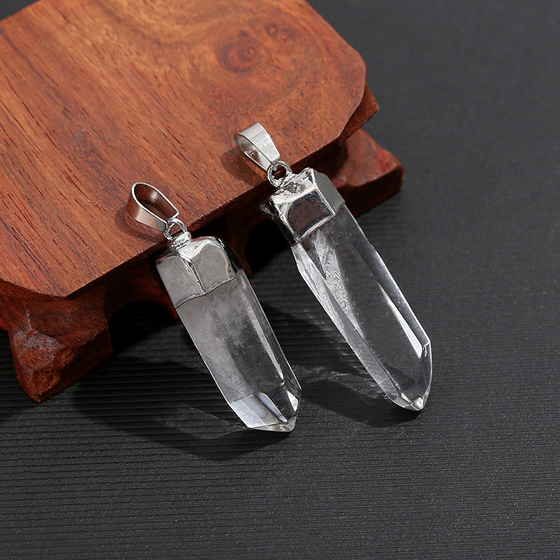 Natural Stone White Crystal Irregular Electroplating Pendant