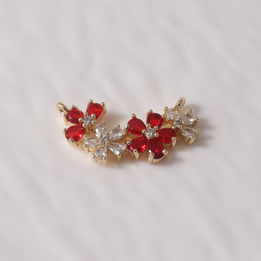 Golden White Diamond Cherry Blossom Flower Cluster Exquisite Sweet Decorative Pendant