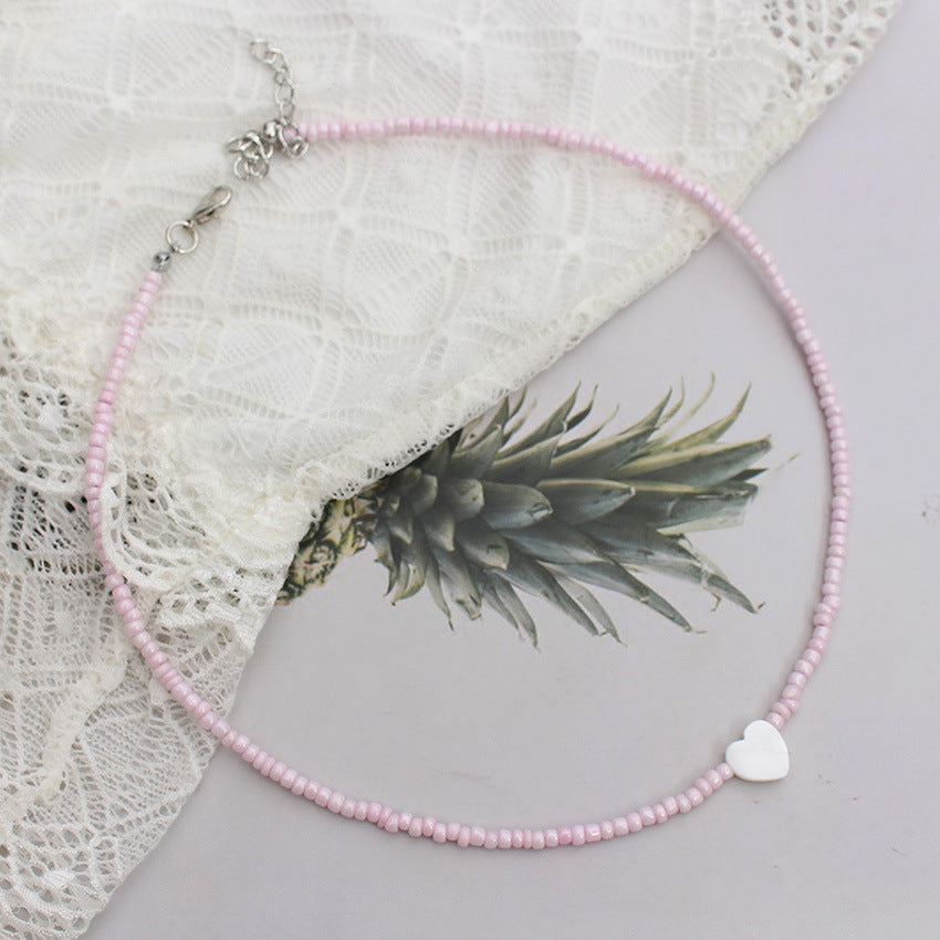 Heart Beads Stringed Color Clavicle Chain Necklace