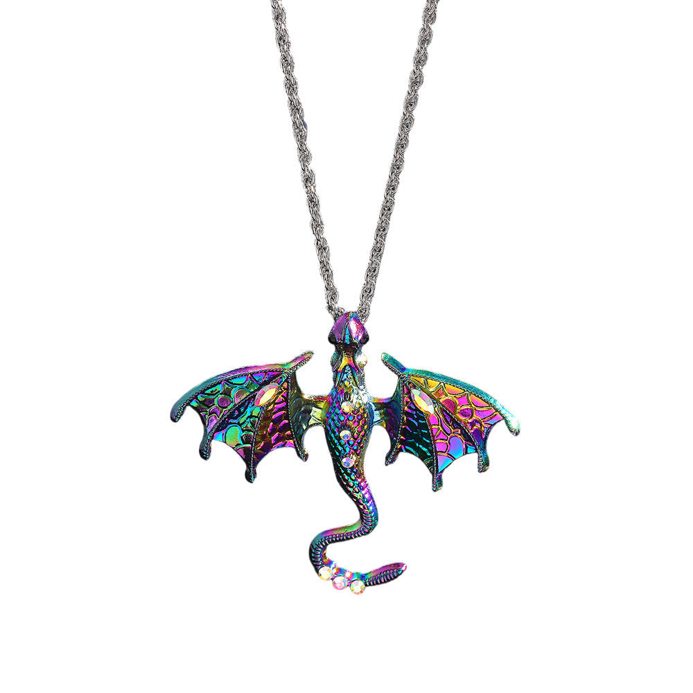 Cartoon Flying Dragon Female Niche Personality Enamel Color Diamond Inlaid Pendants