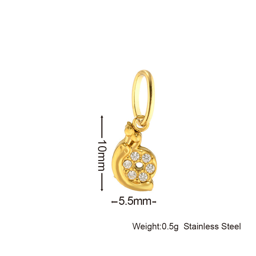 Inlaid Zircon Stainless Steel Gold-plated Cross Pendant