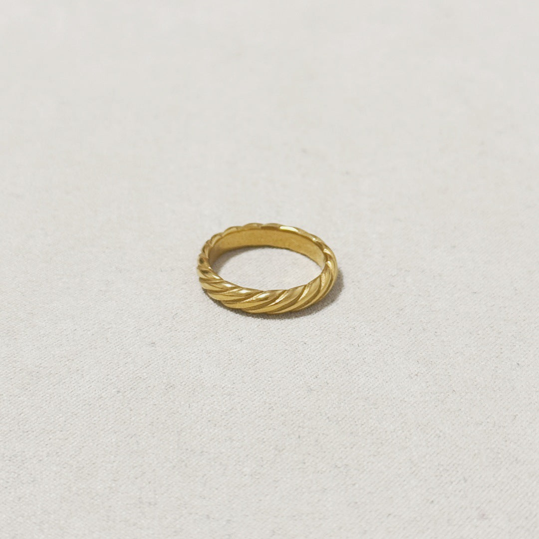 Steel No Fading Retro Artistic Horn Bread Trend Rhombus Rings