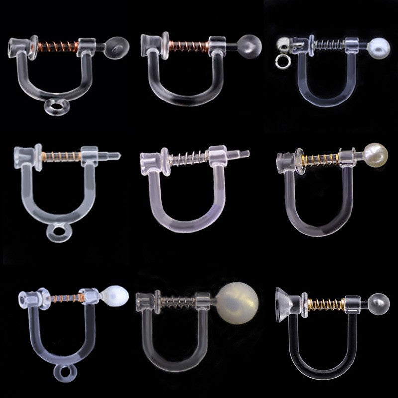 Handmade Change Transparent Resin Pearls U-shaped Ear Clip