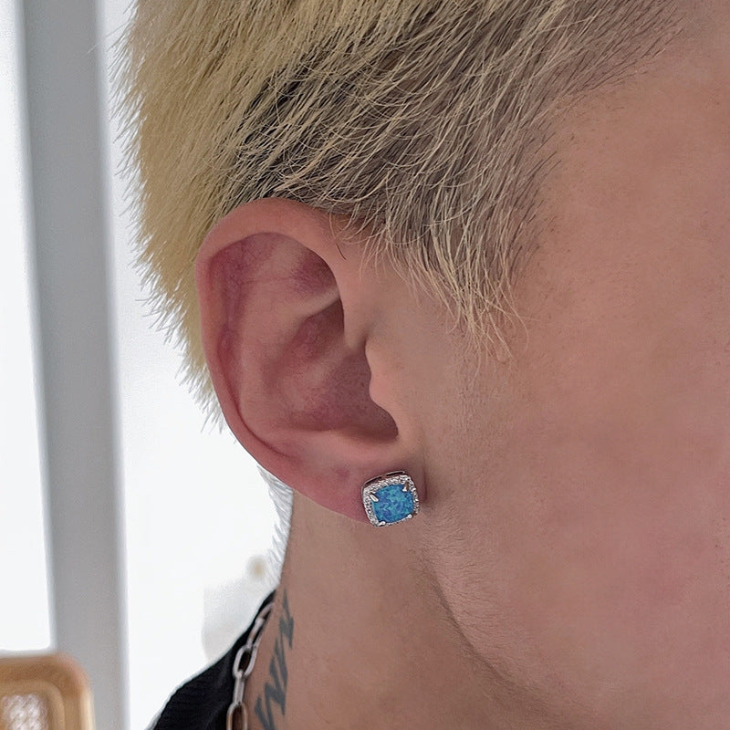 Men's Rhinestone High-grade Sier Piercing Temperament Trend Personalized Earrings