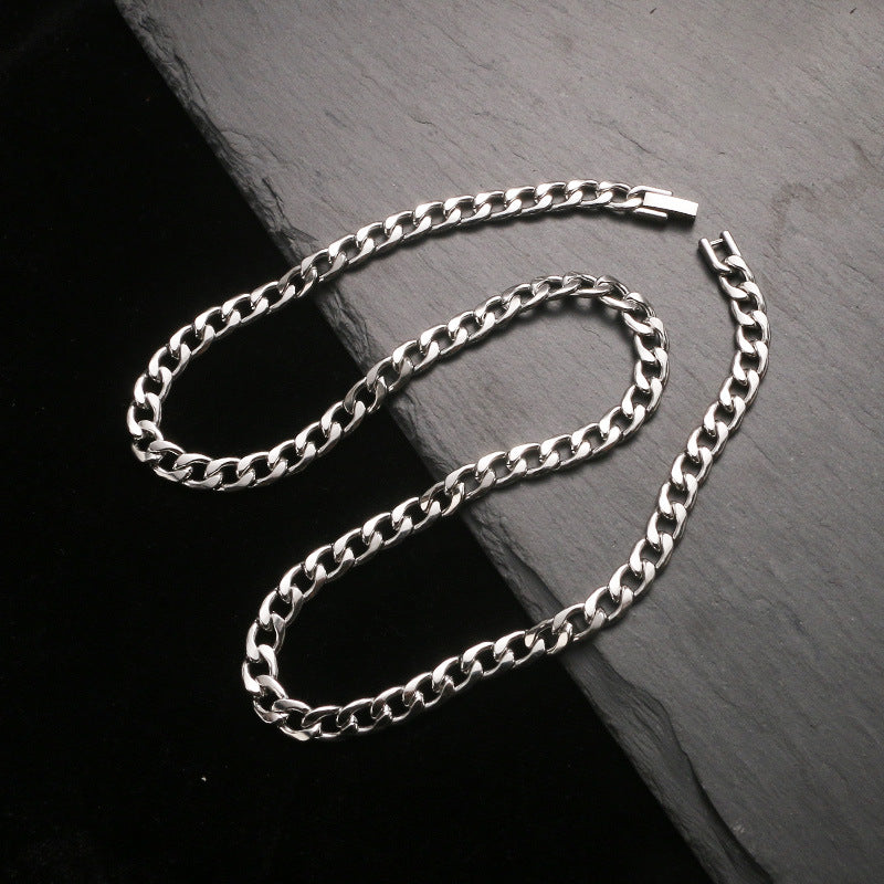 Titanium Steel Cuban Male Female Trendy Clavicle Chain Hip Hop Pendant