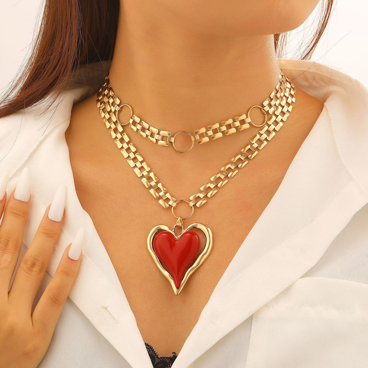 Women's Fashion Y-shaped Watch Clavicle Chain Stacked Strap Length Sweater Rings