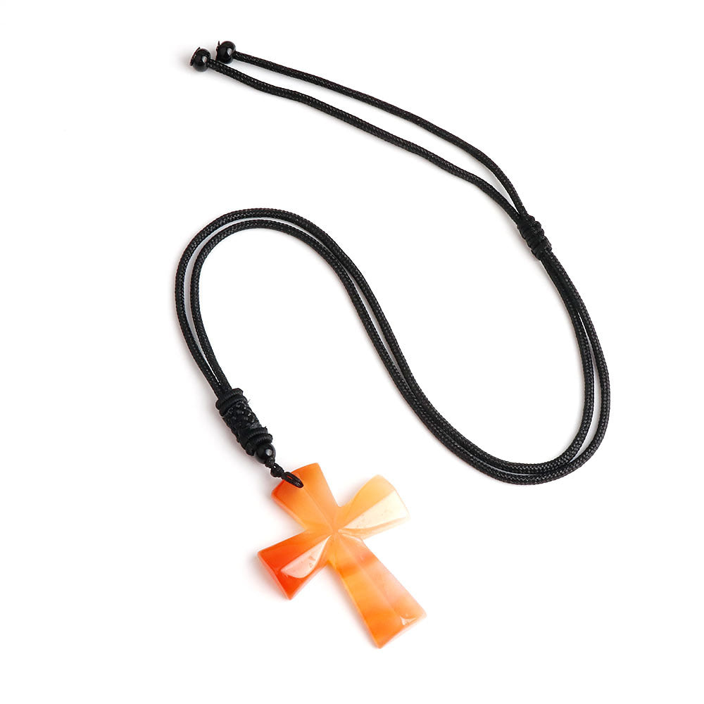 Christmas Gift Agate Woven Cross Sweater Chain Necklaces