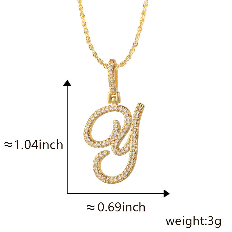 Hop Flower Body Grass English Letter Niche Style Inlaid Zircon Pendants