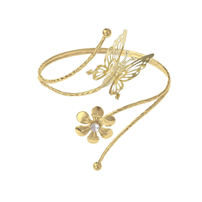 Fashion Butterfly Exaggerated Metal Flower Armband Bracelets