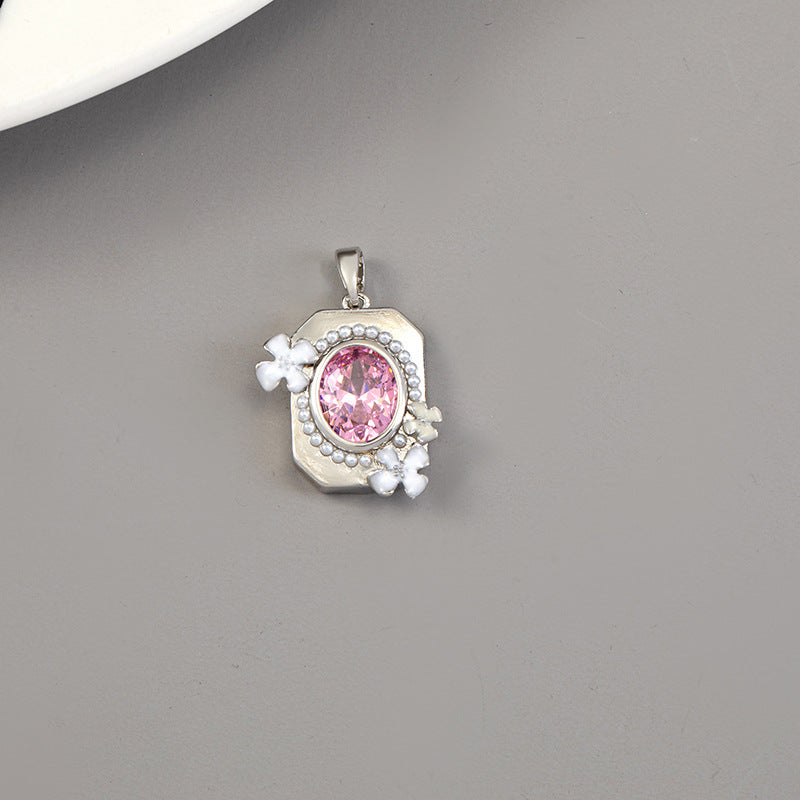 Cool Innovative Single Inlaid Square Gem Pendant