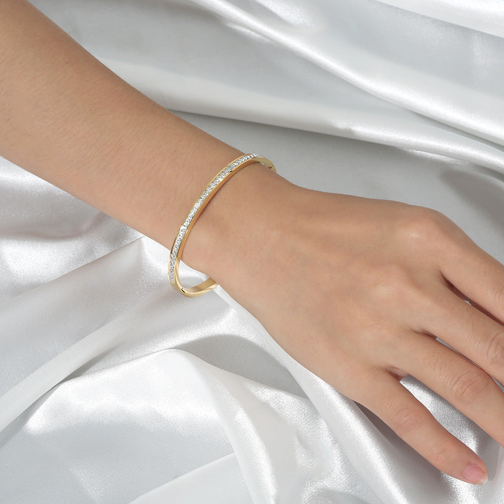 Square Diamond Titanium Steel Female Fashion Bracelet