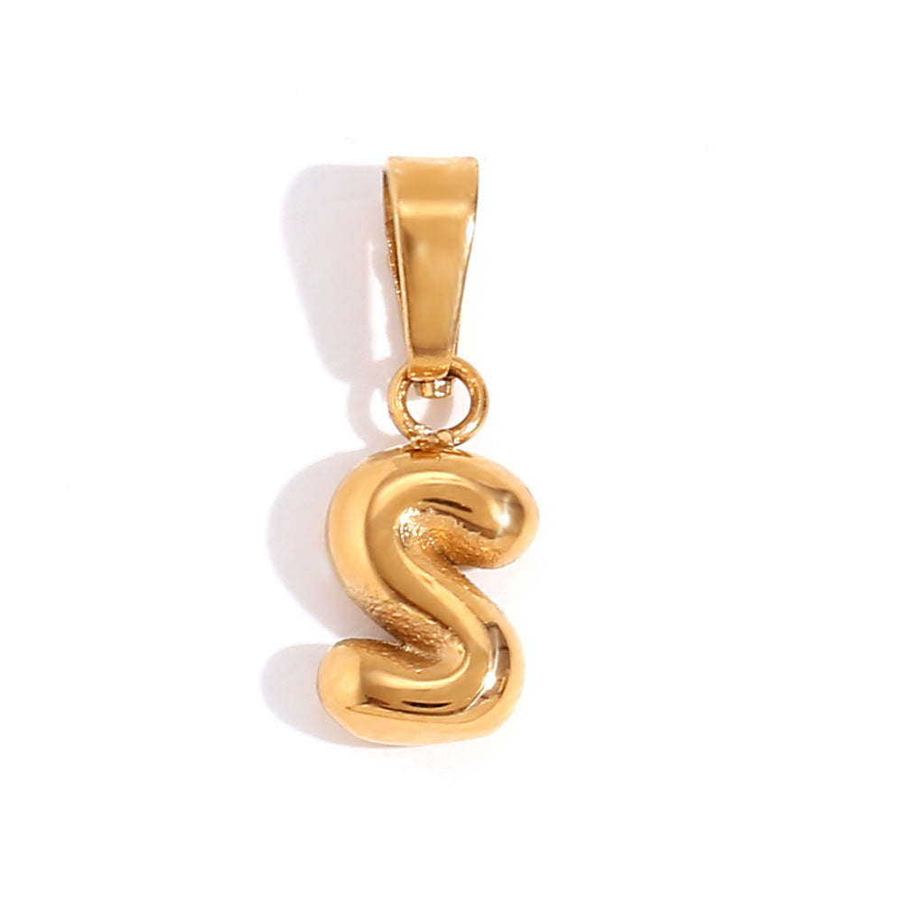 Bubble English Stainless Steel Gold Plated Pendant