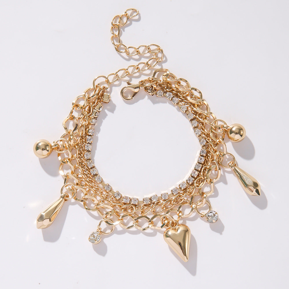 Women's Advanced Texture Love With Diamond Duo Bracelets