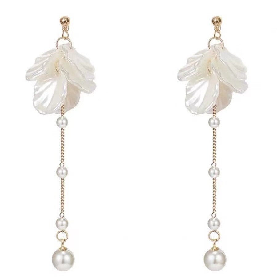 Women's Shell Imitation Pearl Tassel Trendy Cold For Simple Stud Earrings