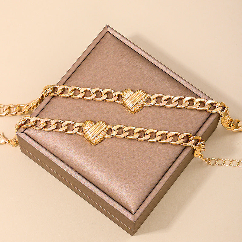 Women's 2 Pcs Fashion Elegant Metal Chain Love Jewelry Set