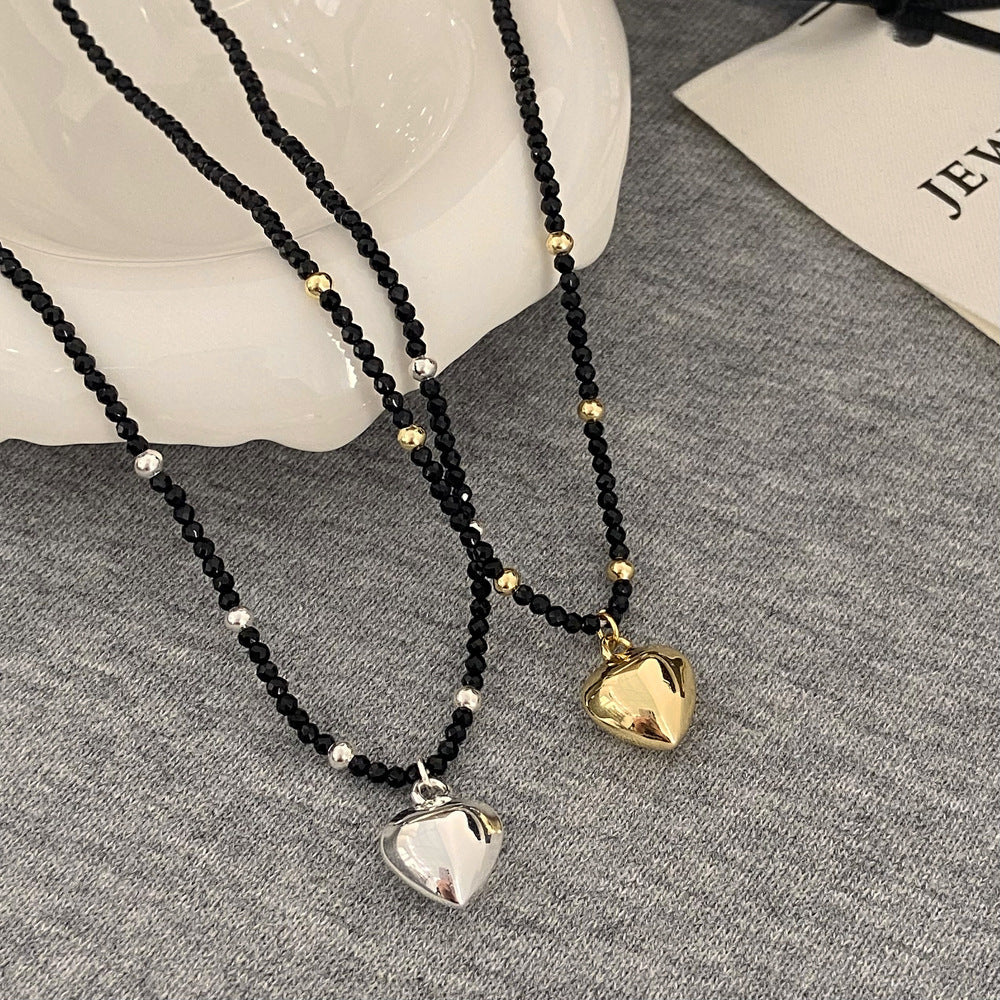 Black Pointed Crystal Clavicle Chain Love National Style High-grade Collar Pendants