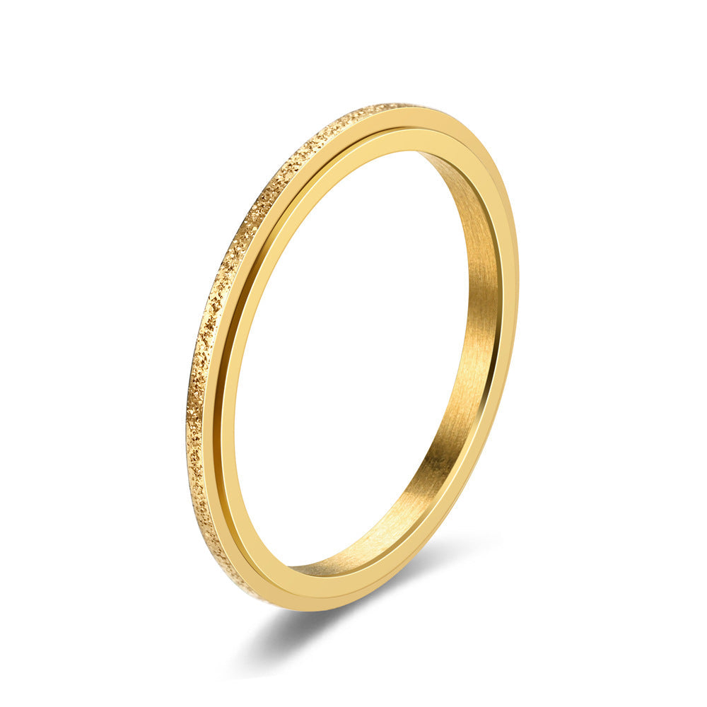 Women's & Men's Fine Fashion Frosted Electroplated Rose Gold Couple Stainless Rings