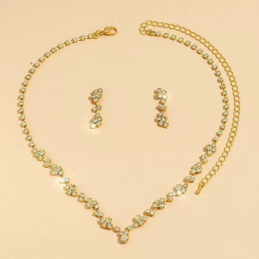 Fashion Elegant Rhinestone Suit Bride Female Jewelry Set