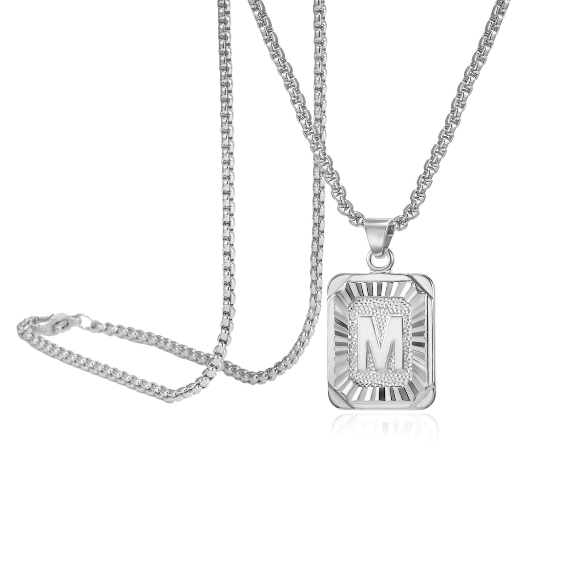 P Square Plate Clavicle Chain Neck Sier Pendants