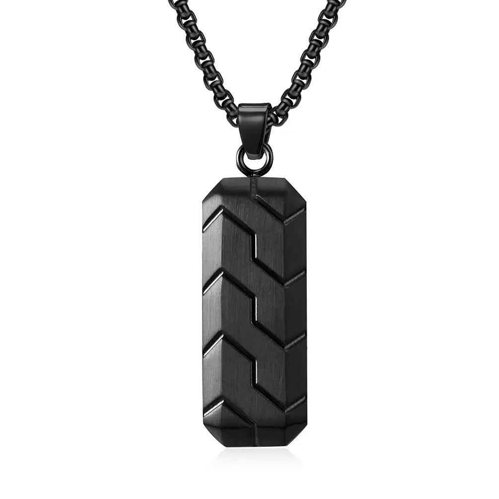 Men's Stainless Steel Geometric Tire Pattern Hip Hop Retro Necklace