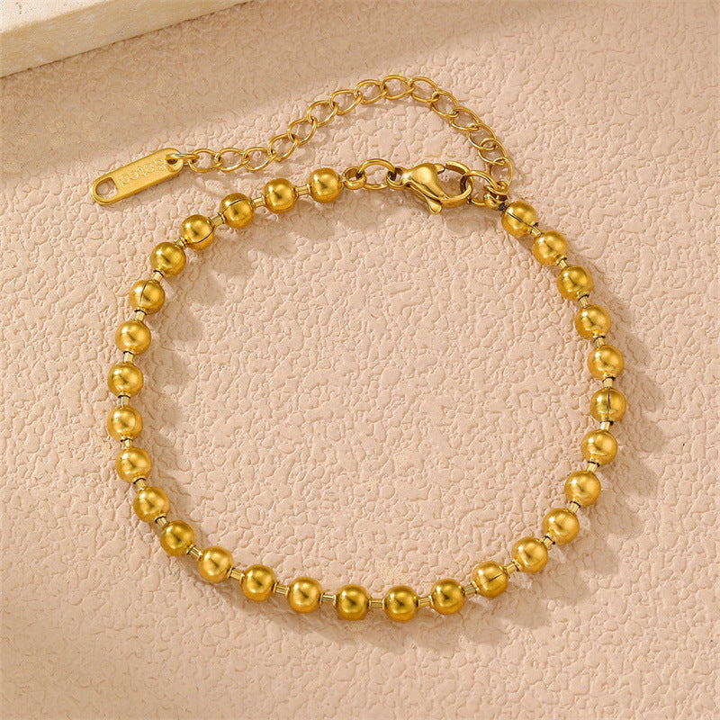 Women's Steel Chain Round Beads Hemp Flowers Bracelets
