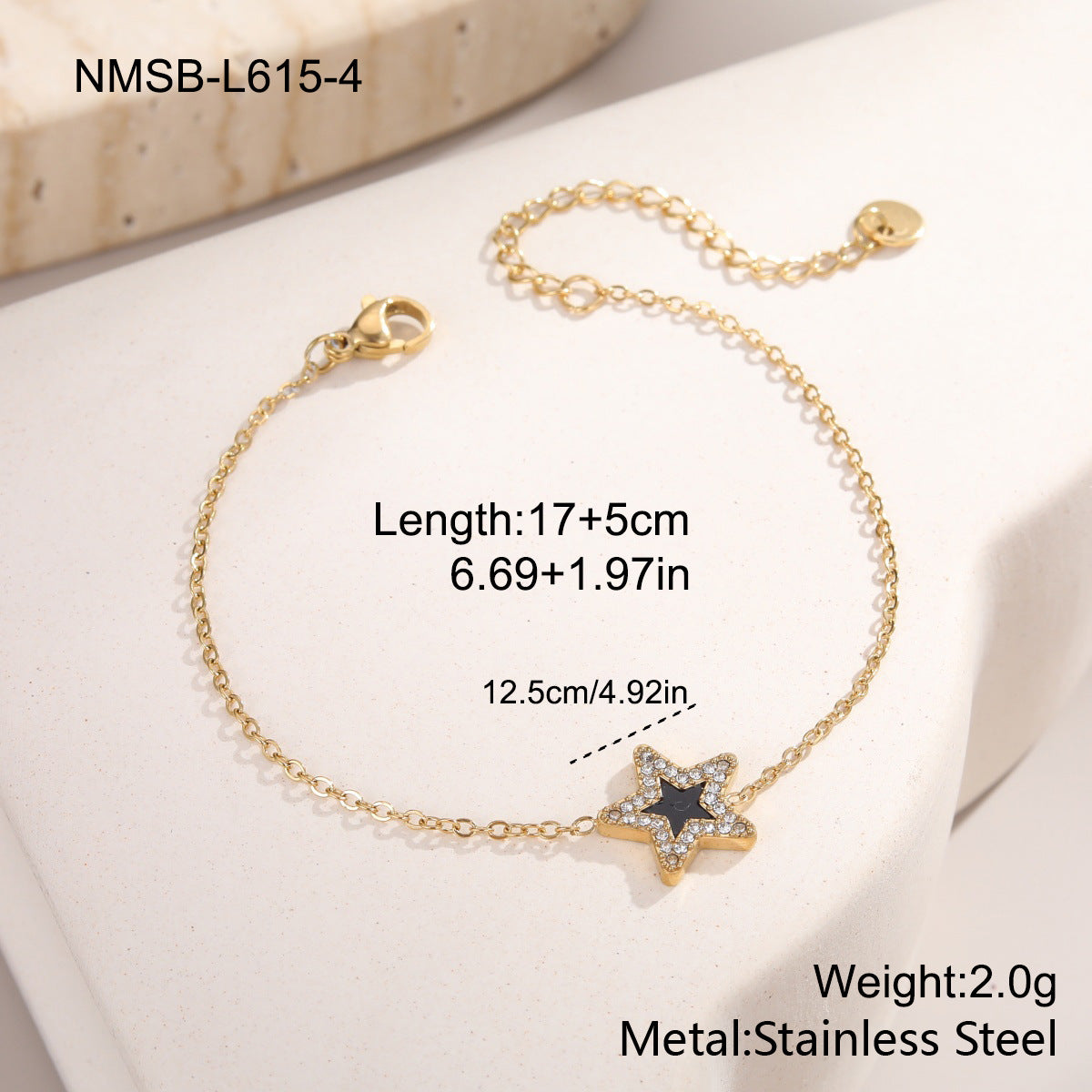 Women's Pentagram Zircon Design Simple Graceful Bracelets