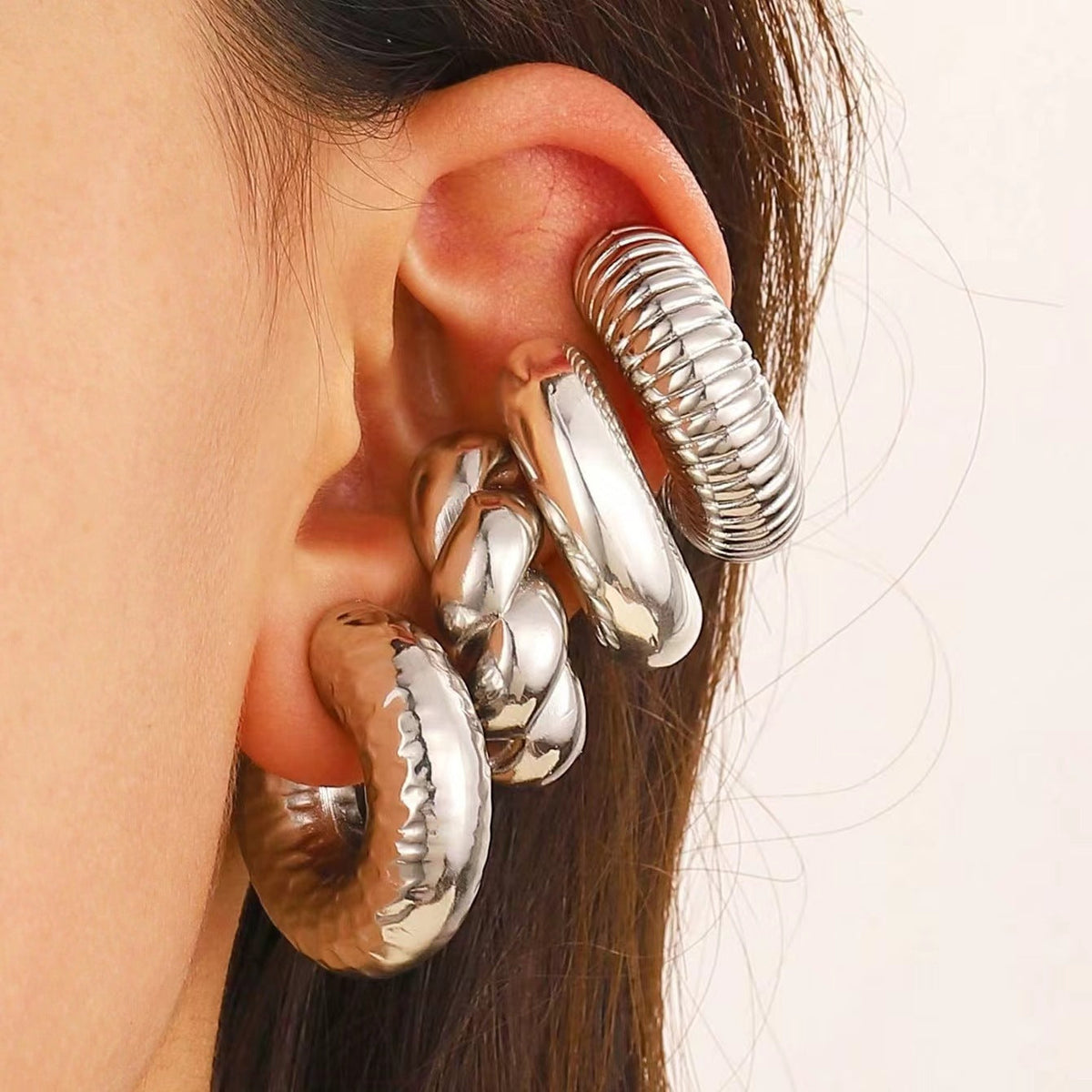 Exaggerated Shaped Water Drop Texture Earings Ear Clip