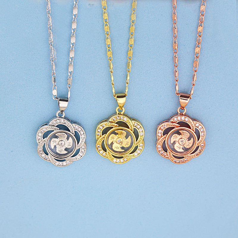 Women's Philippines Plum Blossom Full Diamond Windmill Pendant