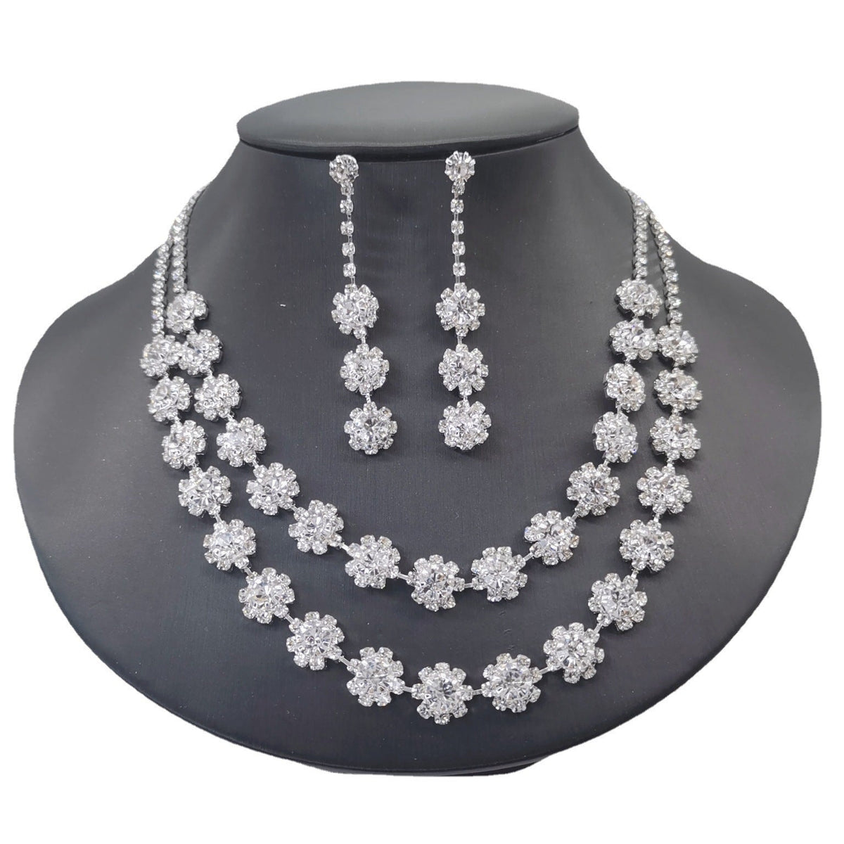 Wedding Double Layer Sunflower Diamond Suite Jewelry Set