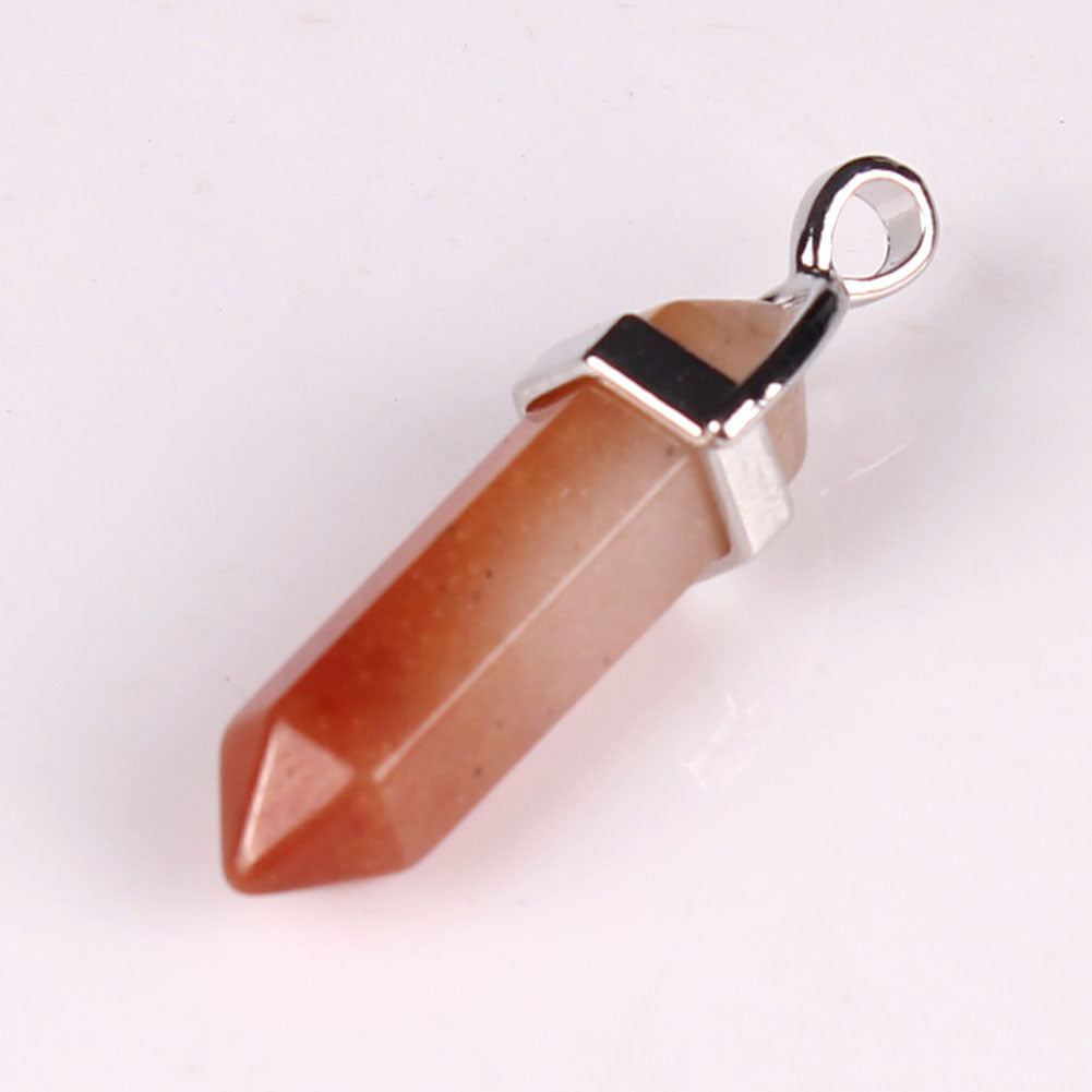 Stone Crystal Agate Bullet Hexagon Prism Pendant