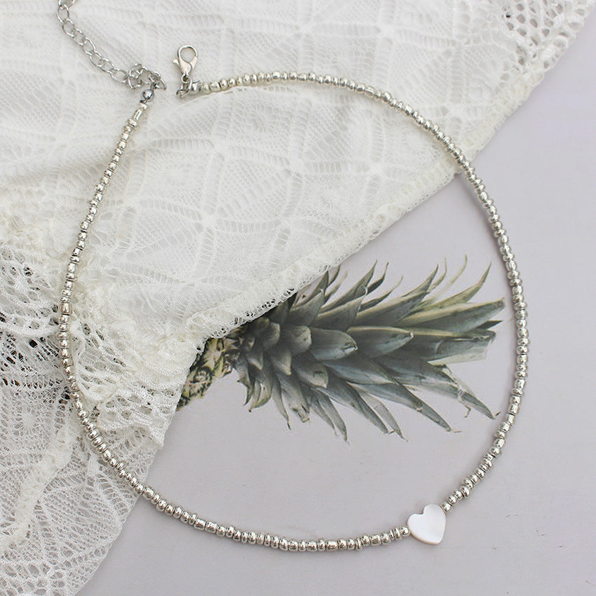 Heart Beads Stringed Color Clavicle Chain Necklace