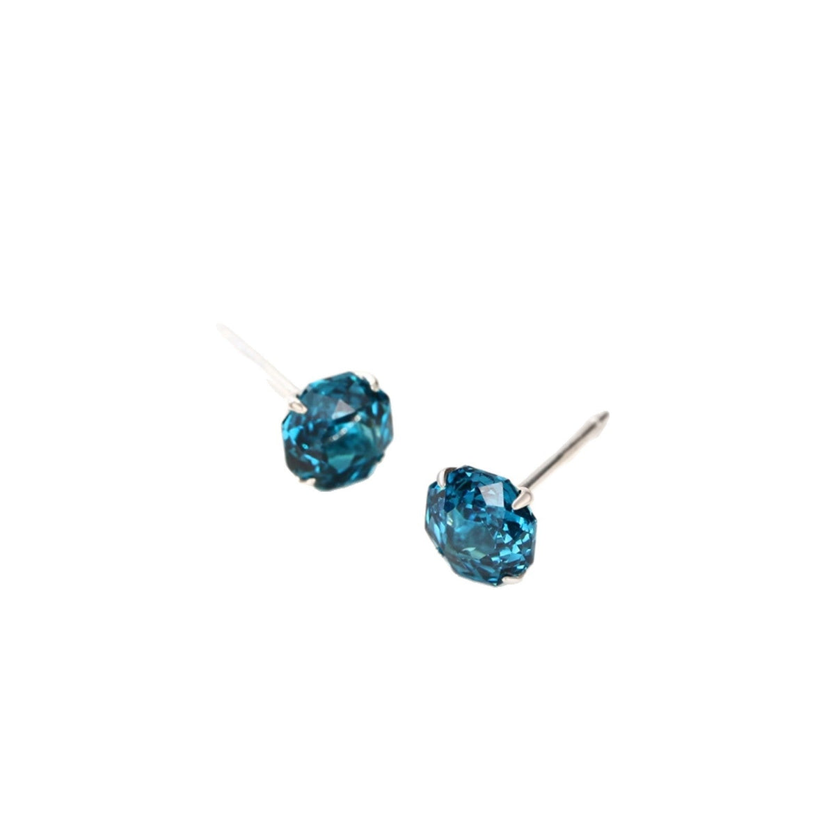 Women's Natural Glacier Paraiba Sterling Sier Ice Flower Rose Cut Ear Stud Earrings