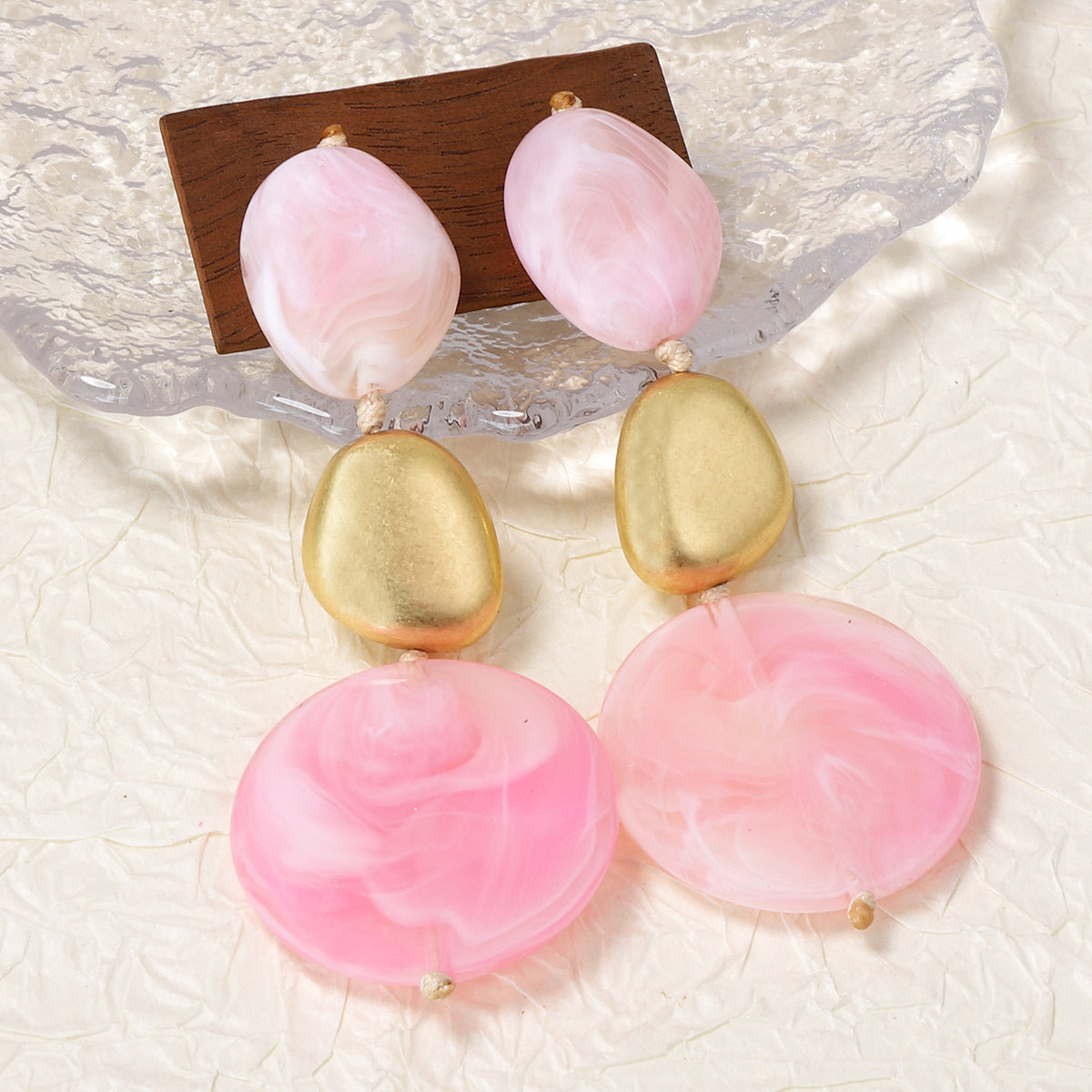 Slouchy Fashion Pink Geometric High-grade Commute Jewelry Set