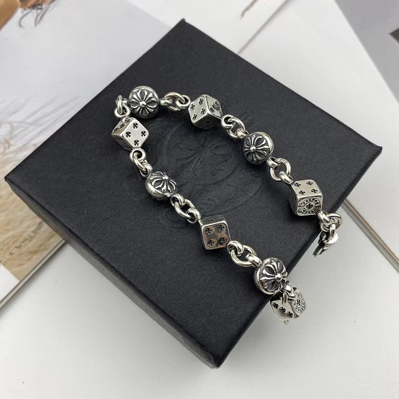 Women's & Men's Dice Cross Retro Personality Ruffle Handsome Punk Bracelet