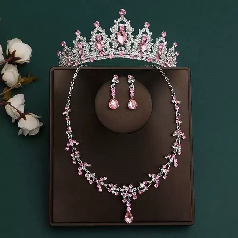 Bridal Headdress Crown Three-piece Wedding Rhinestone Rings