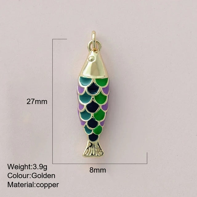 Color Enamel Fish Copper Drop Oil Pendant