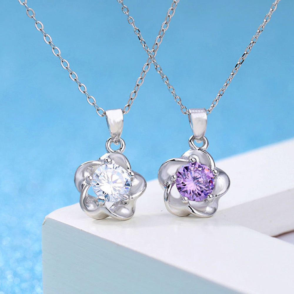 Korean Style Simple Zircon Plum Blossom Female Pendants