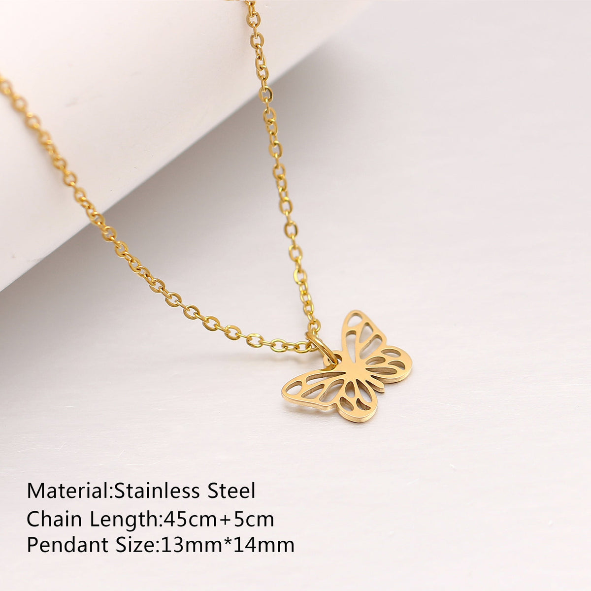 Women's Steel Simple Butterfly Clover Lucky Lotus Mushroom Clavicle Chain Color Necklace