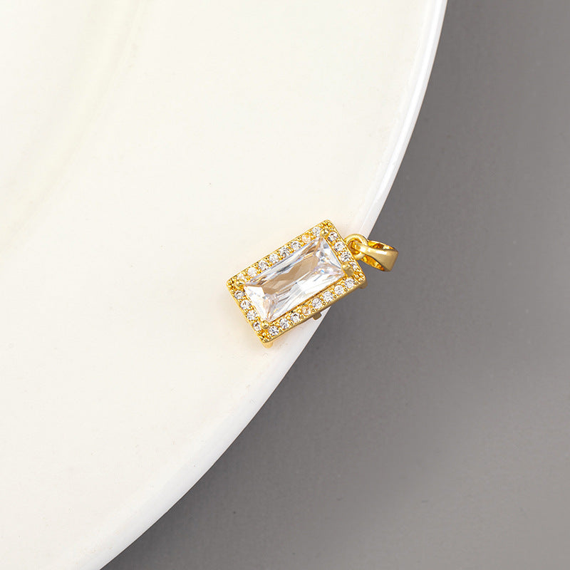 Cool Innovative Single Inlaid Square Gem Pendant
