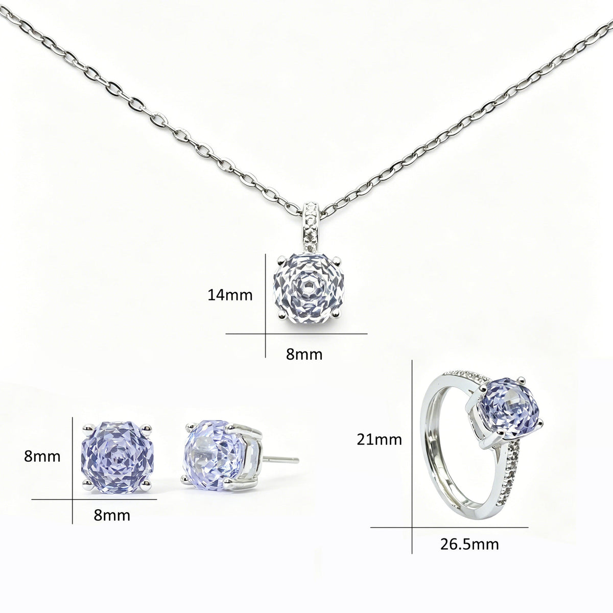 Women's French Entry Lux Platinum Zircon Three-piece High Color Retention Niche Earrings