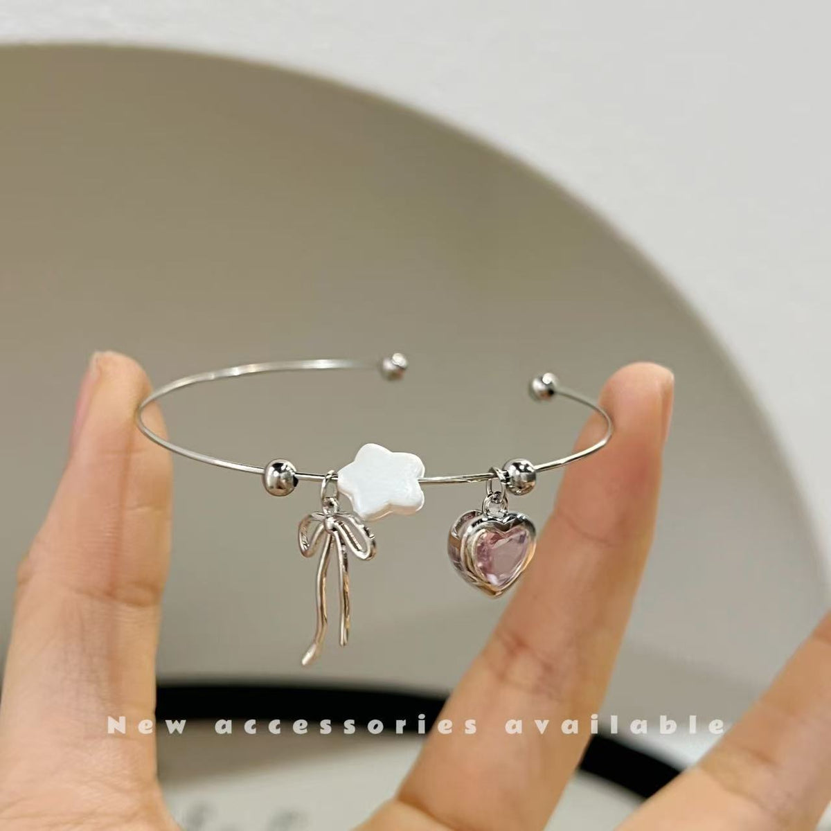 Women's Style Fashion Shell Love Pink Zirconium Broken Sier Niche Bow Necklace