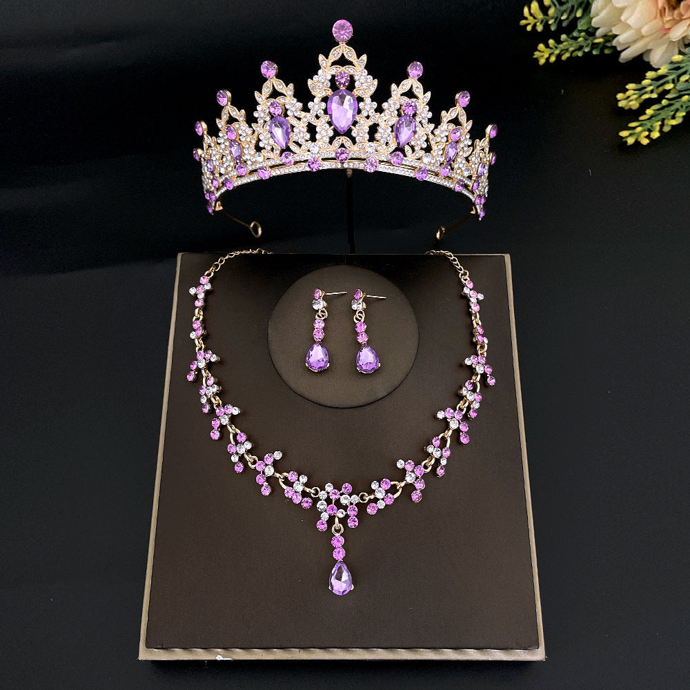 Bridal Headdress Crown Three-piece Wedding Rhinestone Rings